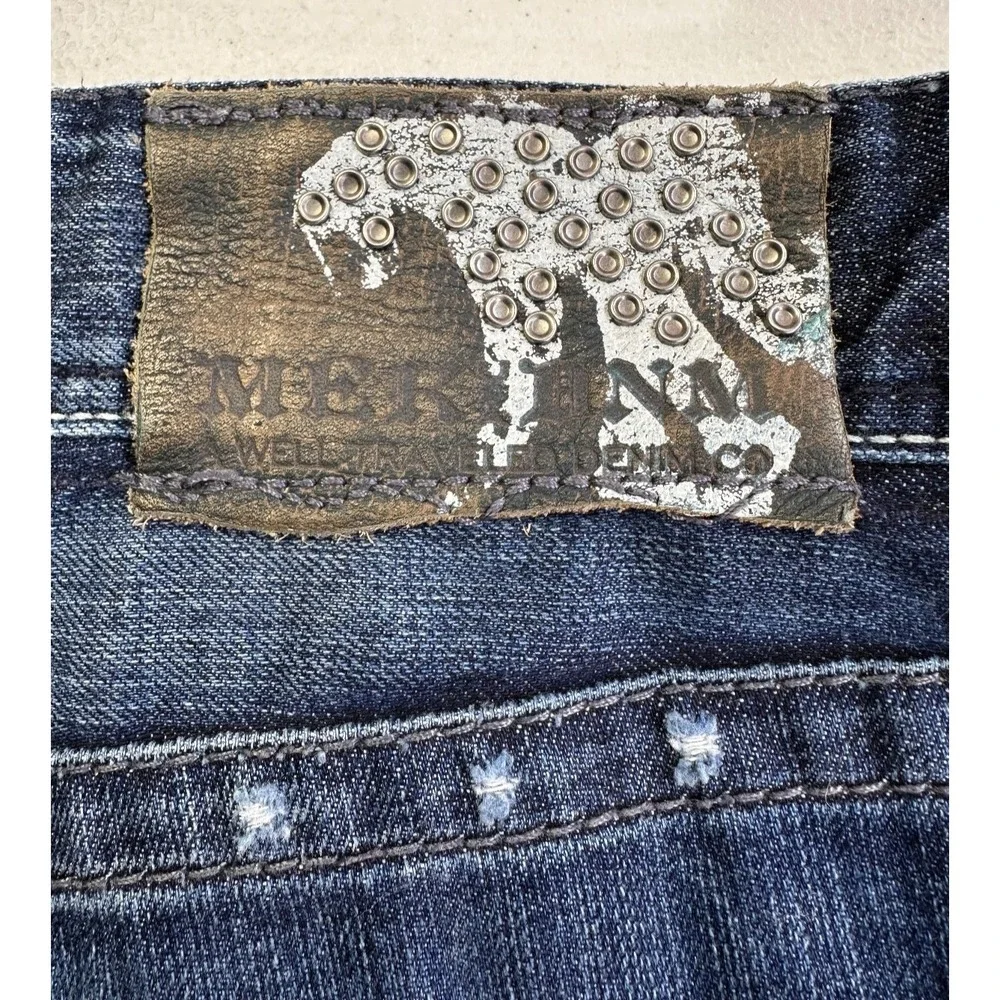 MEK DNM BKE Mens 36x32 Bootcut Jeans Blue Distressed Buckle Y2K Denim Pants